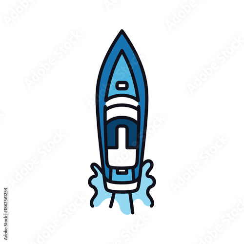 Blue boat on water Vector