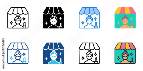 Beauty counter icons set multiple style collection. Editable stroke 
