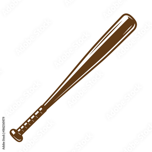 Brown baseball bat on white background for sports and games equipment