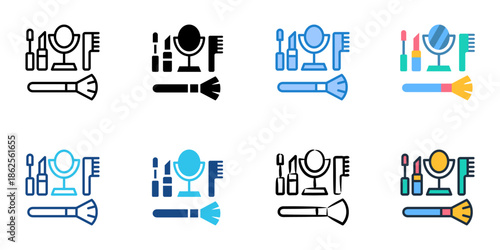 Beauty tools icons set multiple style collection. Editable stroke 
