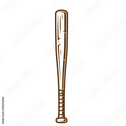 Brown baseball bat with white accents isolated on white background