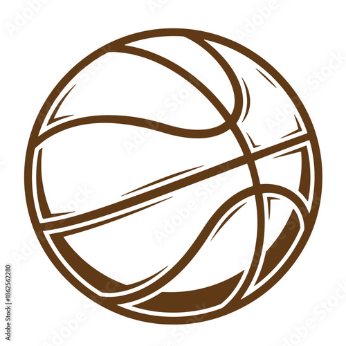 Brown basketball icon illustration in brown color on white background
