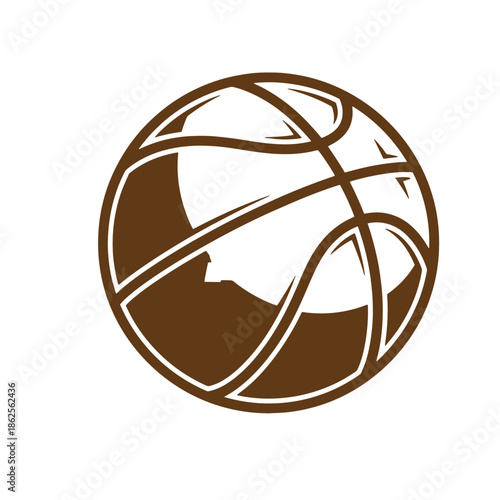 Brown basketball icon in brown and white colors on white background