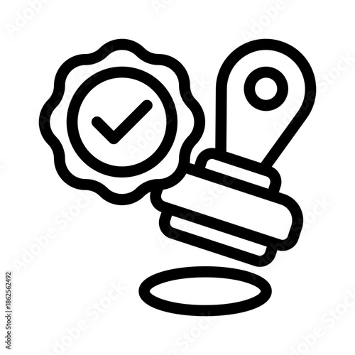 approval seal line icon