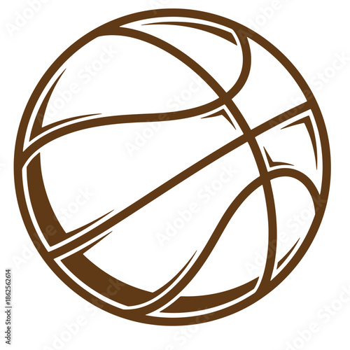 Brown basketball icon in simple line art style on white background