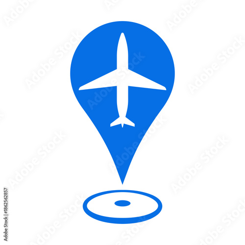 Airport map location marker icon for web and mobile. an airplane on a location marker