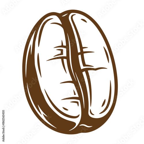 Brown coffee bean illustration isolated on white background for food and beverage design