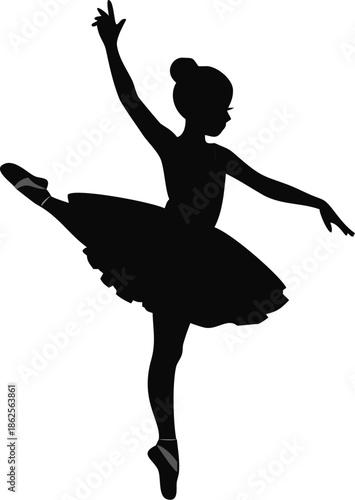 Girl In A Ballet Tutu And Pointe Shoes Silhouette