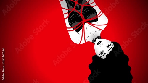 bondage shibari woman hanging down