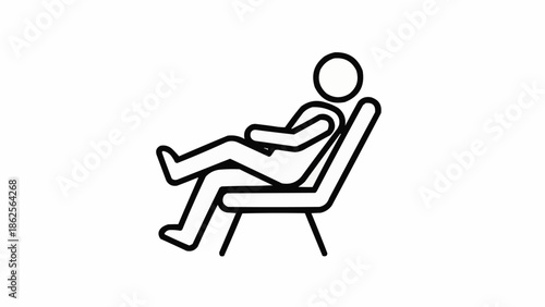 Person relaxing in a chair icon simple line art.