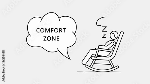 Person sleeping in rocking chair with comfort zone bubble.
