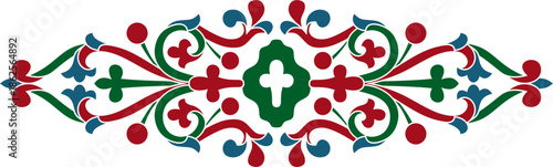 Vector colored gothic ornament. Medieval European drawing. Classic pattern of the Germans, Angles, Saxons, Franks.