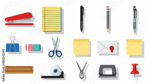 Office Supplies Collection - Essential Tools for Work and Organization.
