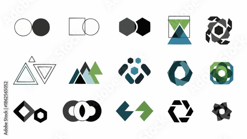 Collection of Abstract Geometric Logos and Design Elements.