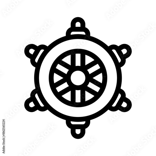 ship wheel line icon