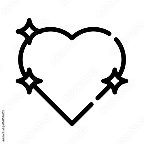 heart with stars line icon