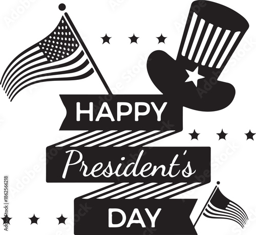 Vector art happy presidents day background and greeting card design featuring a retro star symbol in a vintage celebration poster style