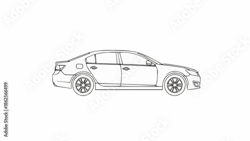 Sleek Sedan Line Art - A Modern Automotive Design.