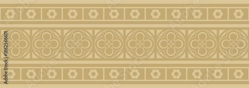 Vector golden gothic border. Medieval European ornament. Classic pattern of the Germans, Angles, Saxons, Franks.