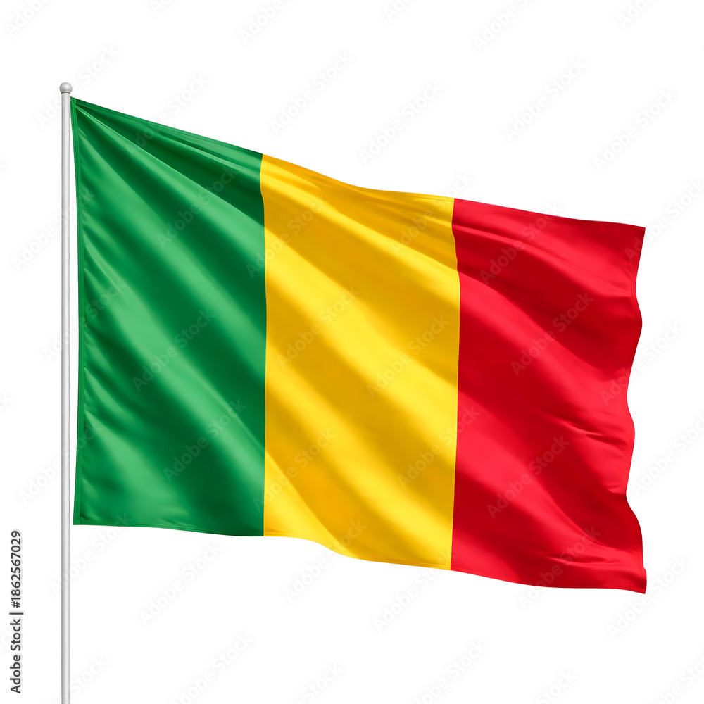 Fototapeta premium Mali National Flag Waving on Flagpole