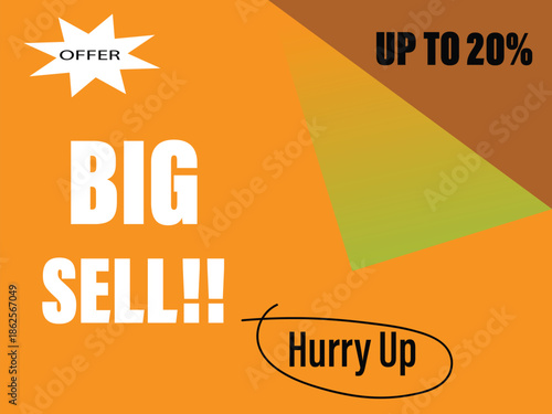 Discount offer advertisement with big sell and hurry up text