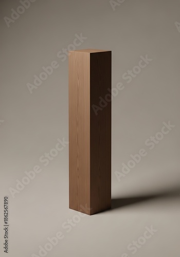 Simple Wooden Column on Muted Background for Display or Decoration