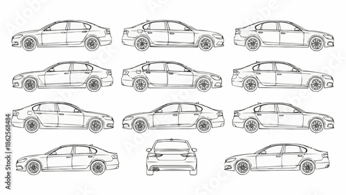 Car Design Sketches - Multiple Angles and Perspectives.