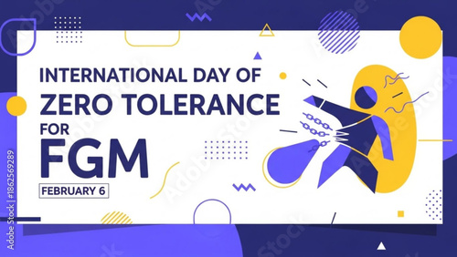 Zero Tolerance FGM Awareness Campaign Poster Design with Abstract Human Figure and Vibrant Colors