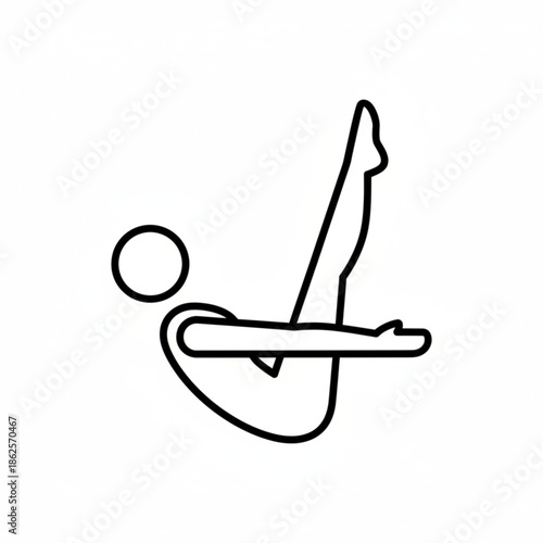 Pilates exercise: a simple line drawing illustration of a person doing pilates exercise.