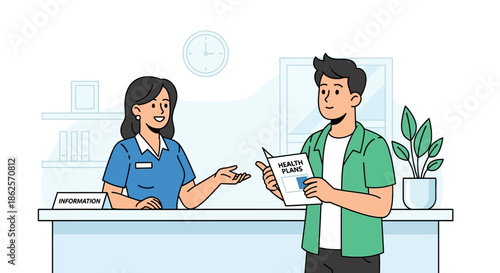 Man Receiving Documents from Receptionist.