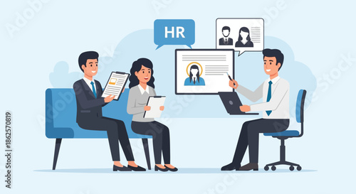 HR Recruitment Team Meeting Illustration.