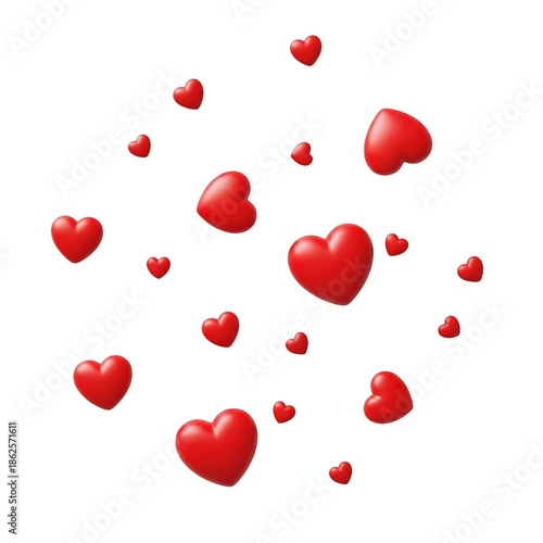 Red hearts isolated on transparent background