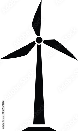 Minimalist black wind turbine silhouette vector graphic 1