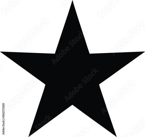 Solid black five pointed star silhouette vector graphic