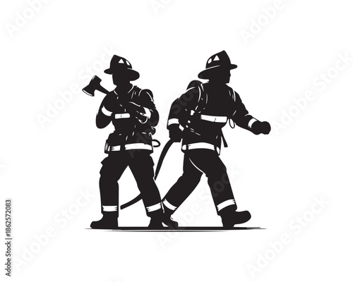 firefighters silhouette, firefighter team silhouette, group of firefighters vector, fire rescue team illustration, fire crew vector collection set, firefighters silhouette, firefighter team silhouette