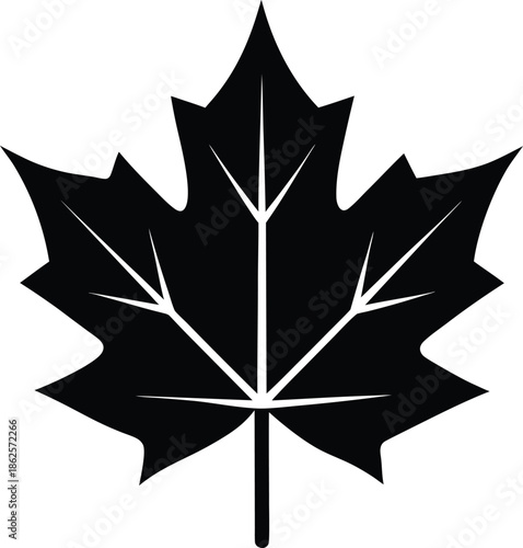 Minimalist black maple leaf silhouette vector graphic 2