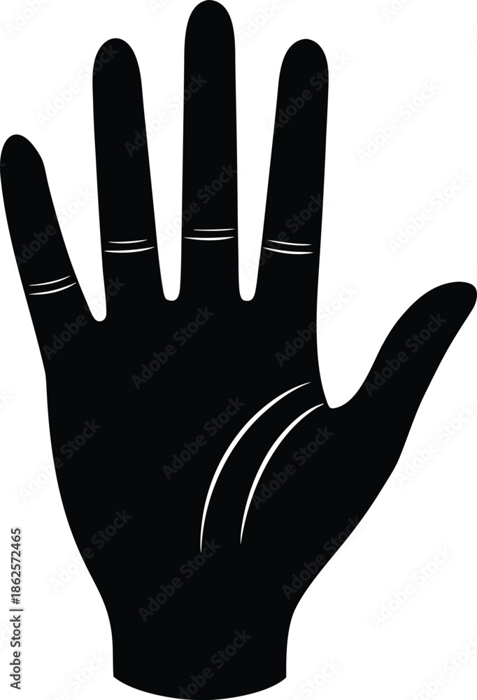 Fototapeta premium Black hand silhouette vector with white lines on white background