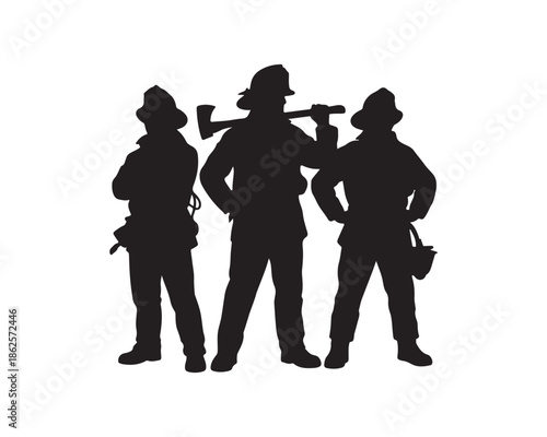 firefighters silhouette, firefighter team silhouette, group of firefighters vector, fire rescue team illustration, fire crew vector collection set, firefighters silhouette, firefighter team silhouette