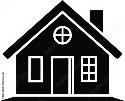 Minimalist house silhouette vector solid black home