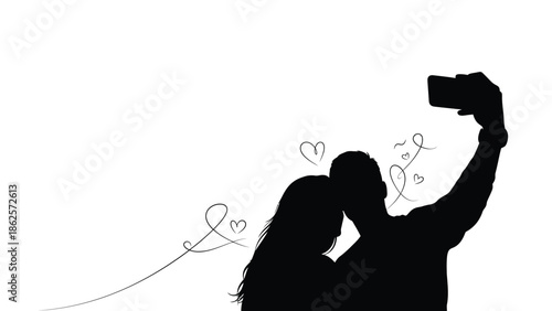 Couple taking selfie together with love