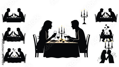 Couple enjoying romantic dinner together with candle light