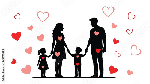 Happy family standing together with love