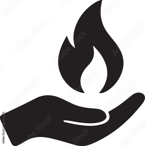 Flame in Hand Icon – Energy and Care Symbol