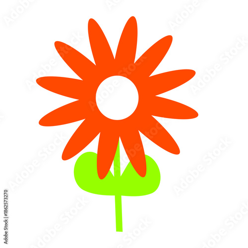 simple flower vector minimalist orange flower isolated on white