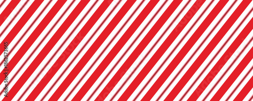 Candy cane Christmas background, peppermint diagonal stripes print seamless pattern