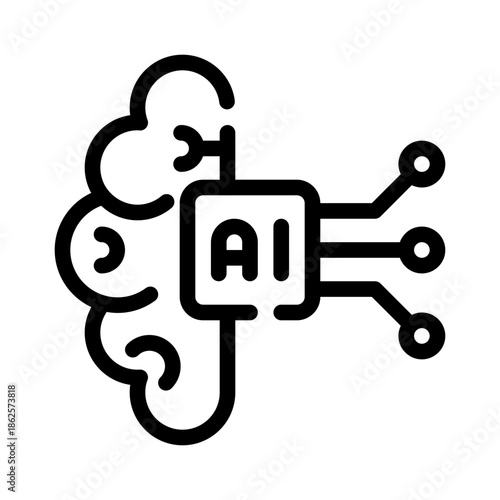 AI brain line icon