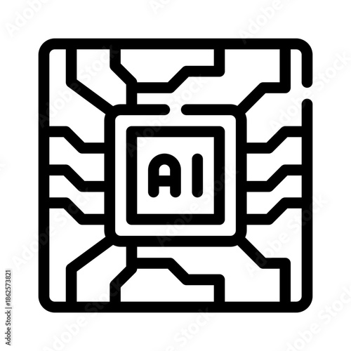 AI chip line icon