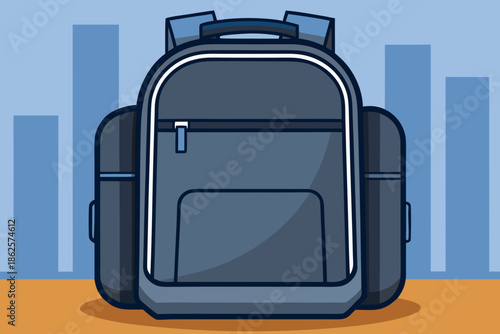 Gray backpack with multiple compartments