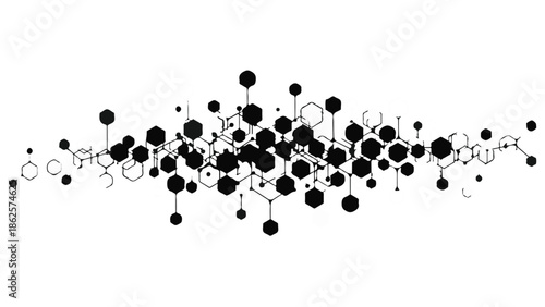 Abstract network of interconnected molecules forming a complex scientific structure