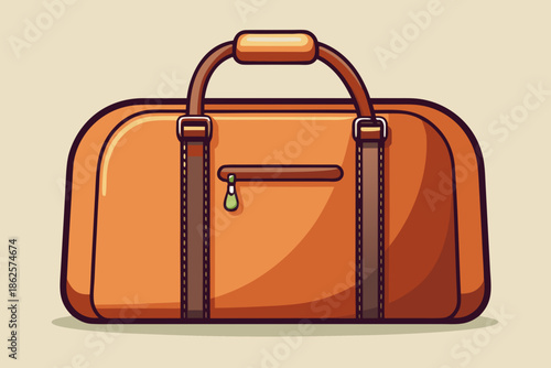 Brown leather suitcase with handle